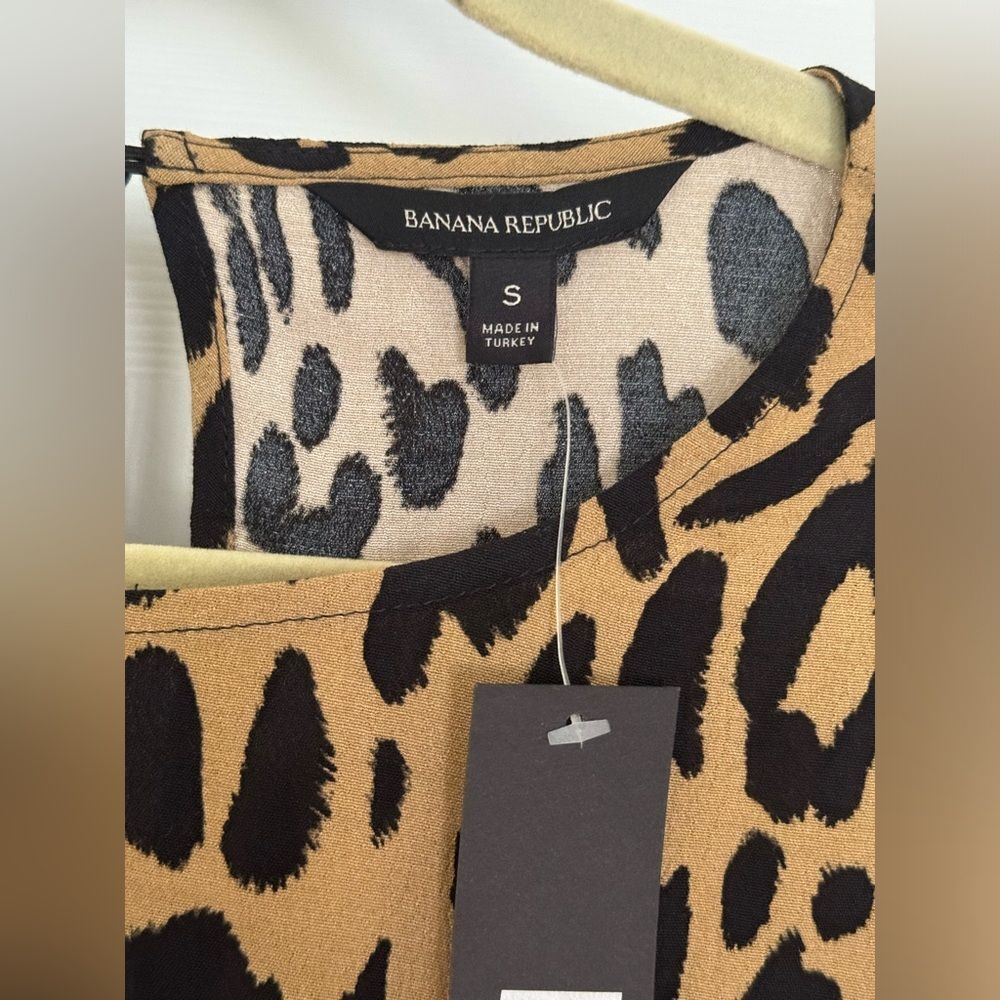 NWT Banana Republic Animal Print Peplum Blouse Brown & Black Sz S - Picture 4 of 11